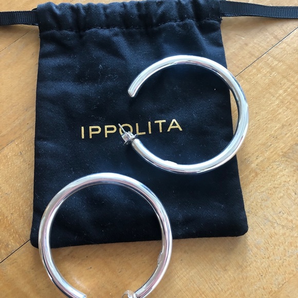 Large Smooth Hoop Earrings in Sterling Silver - Picture 3 of 3